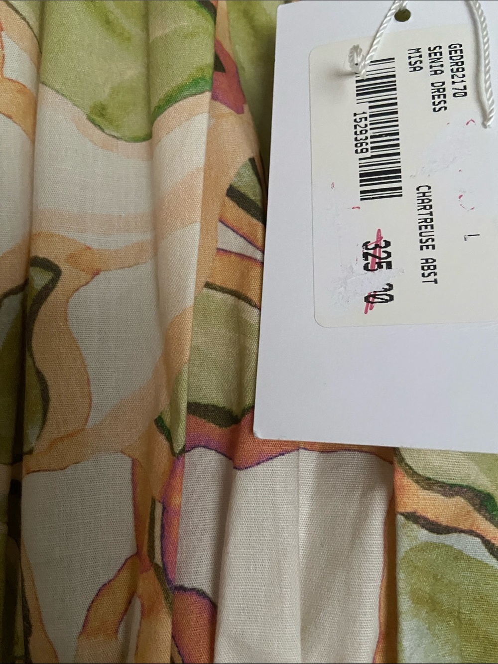 Misa Los Angeles Senia Dress, Green & Cream Floral Print. Brand New (Size LG) - Picture 4 of 7